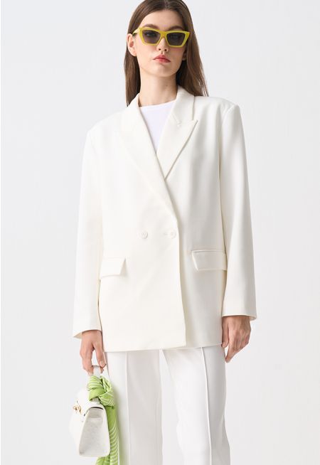 Notched Collar Double Breasted Blazer