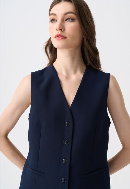 Single Breasted V-Neck Gilet