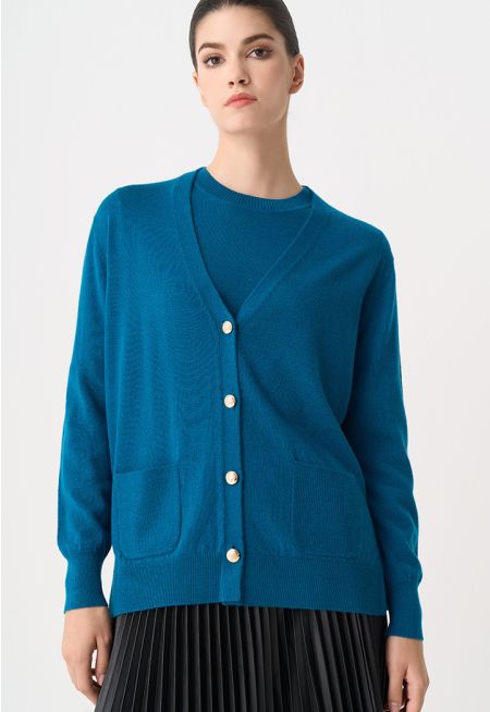 Solid Long Sleeve Knitted Cardigan