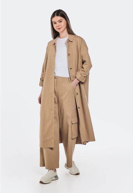 Relaxed Fit Midi Jacket