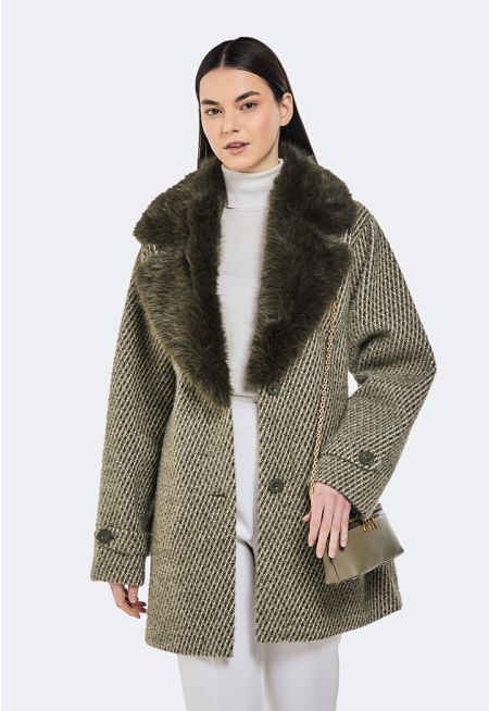 Intricate Faux Fur Coat