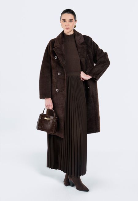 Double Breasted Faux Fur Coat