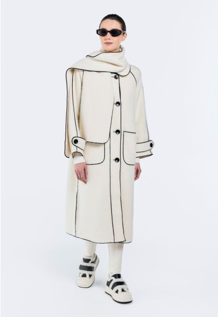 Contrast Faux Fur Coat Combo (2PCS)