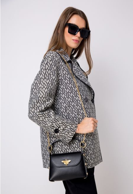 Monogram Print Double Breasted Jacket