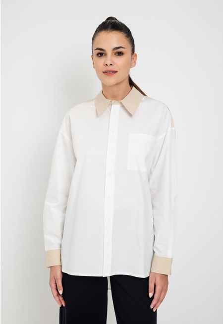 Contrast Back Print Relaxed Fit Shirt