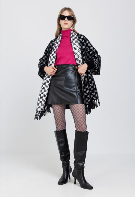 PU Leather Chain Detail Mini Skirt