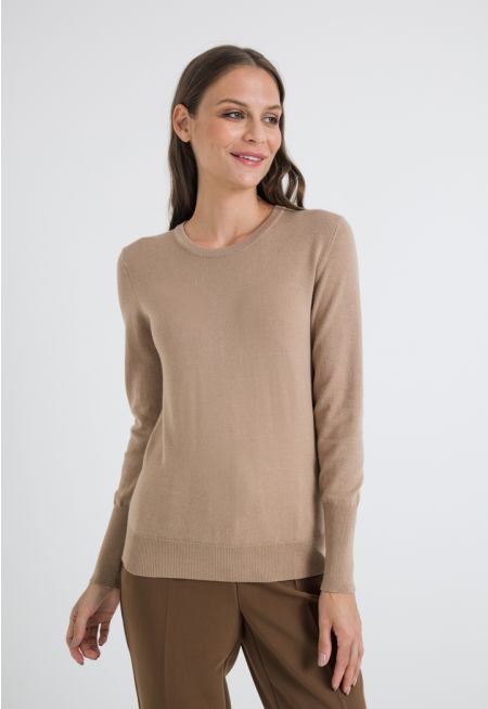 Solid Knitted Long Sleeve Top