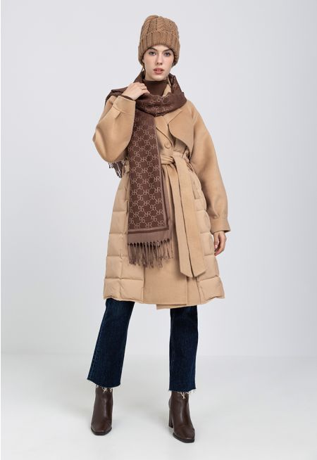 Double Breasted Puffer Belted Coat