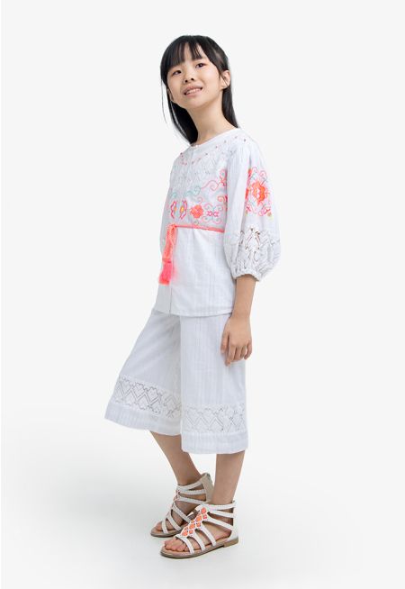 Lace Embroidered Shirt & Trouser Set