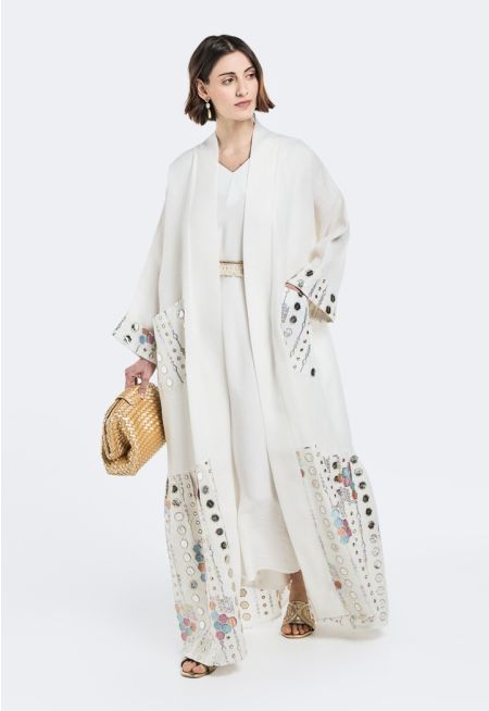 Embroidered Abaya And Sleeveless Dress (2 PCS)