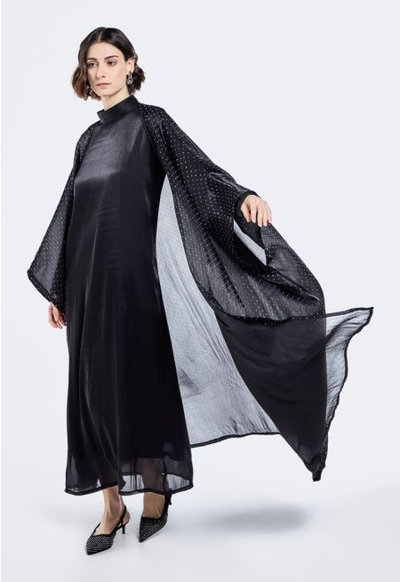 Crystal Embellished Abaya And Dress Set (2PCS) -Ramadan Style
