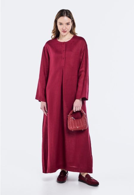 Solid Linen Maxi Dress