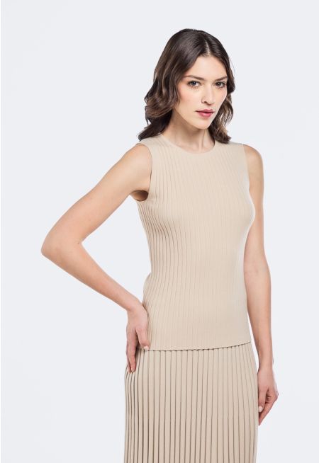 Ribbed Knitted Sleeveless Top