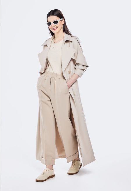 Elasticated Waist Folded Hem Trousers