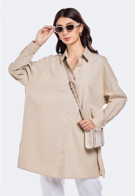 Oversized Drop Shoulder Solid Shirt