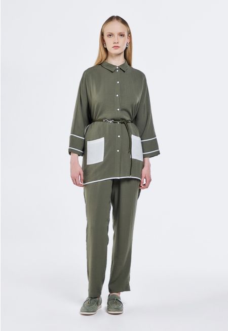 Solid High Waist Trousers