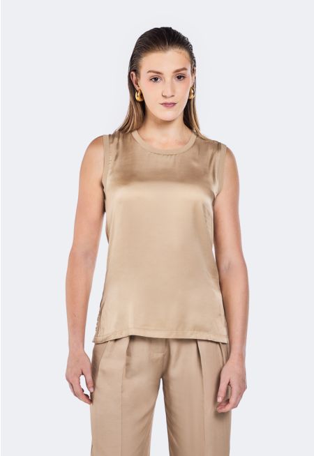 Satin Detail Sleeveless Top