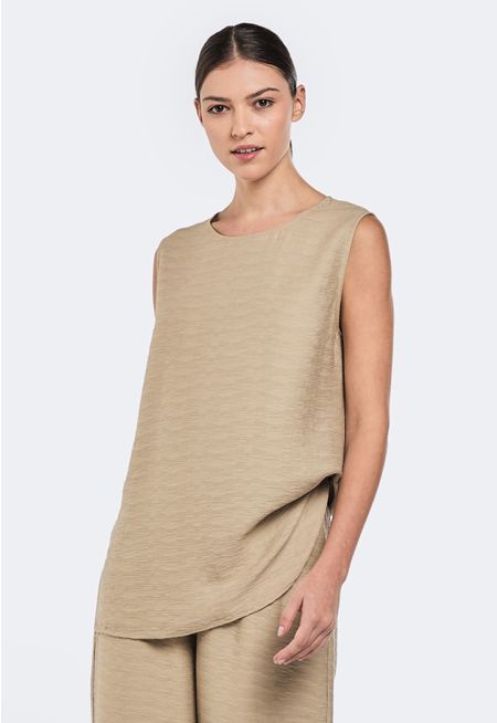 Solid Sleeveless Textured Top