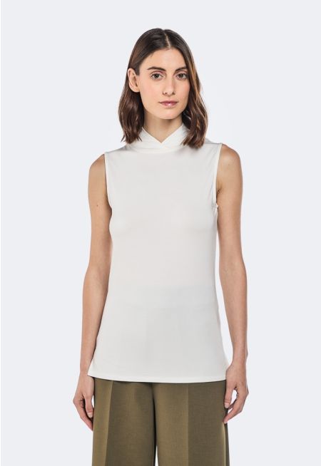 Asymmetrical High Neck Basic Top