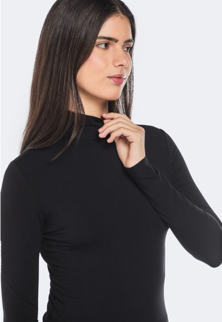 High Neck Long Sleeve Basic Top