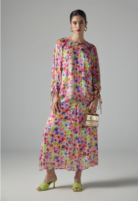 Floral Print Vibrant Skirt 
