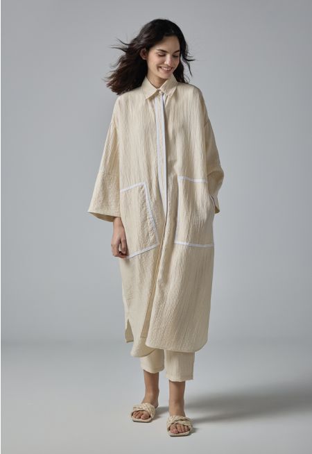 Solid Crinkled Drop Shoulder Abaya