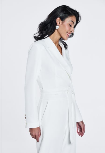 Tie Waist Wrap Cropped Blazer
