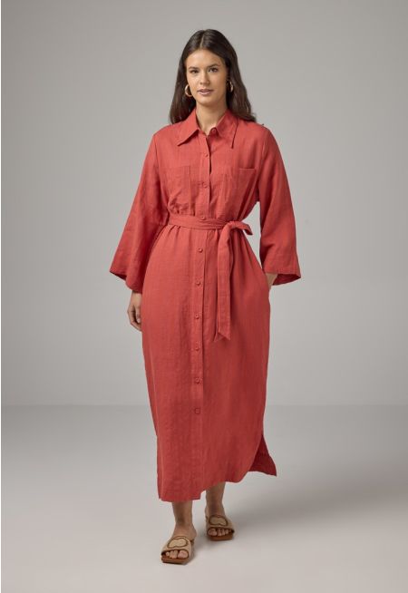 Striped Belted Maxi Abaya