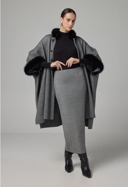 Knitted Straight Cut Solid Skirt