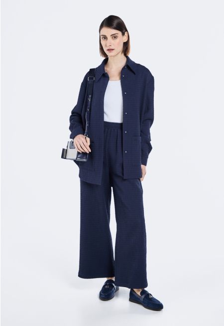 Elasticated Waist Textured Trousers