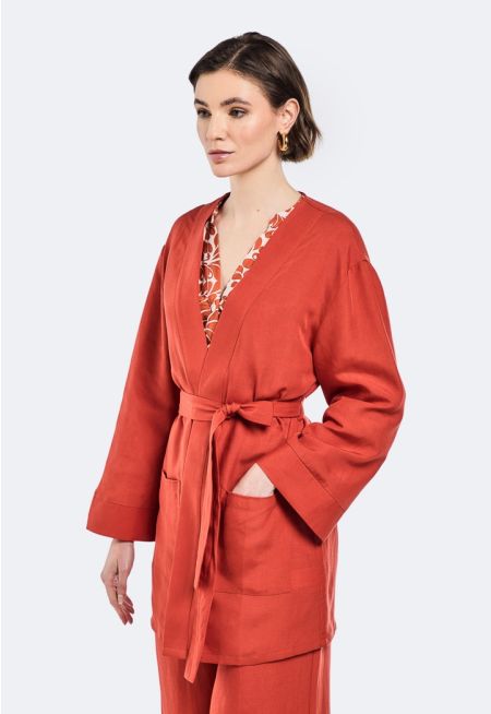 Solid Belted Kimono