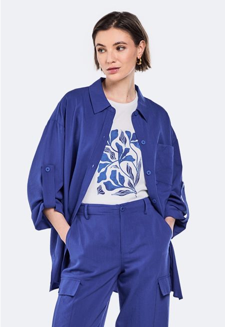 Solid Drop Shoulder Shirt