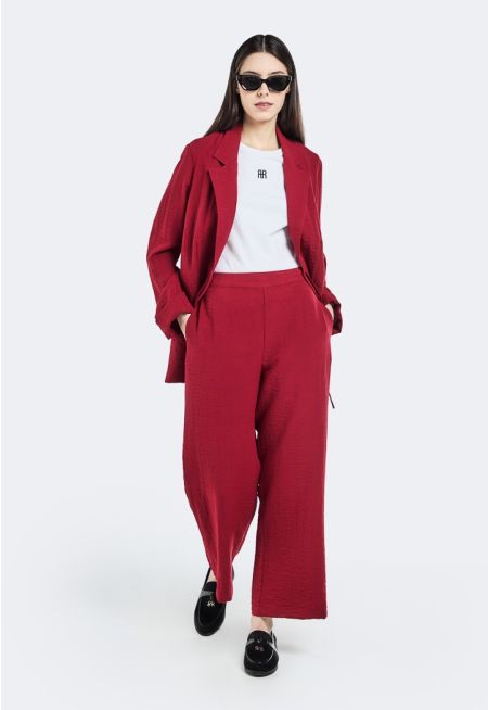 Crinkled Wide Leg Trousers