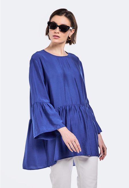 Crinkled Ruffled hem Blouse