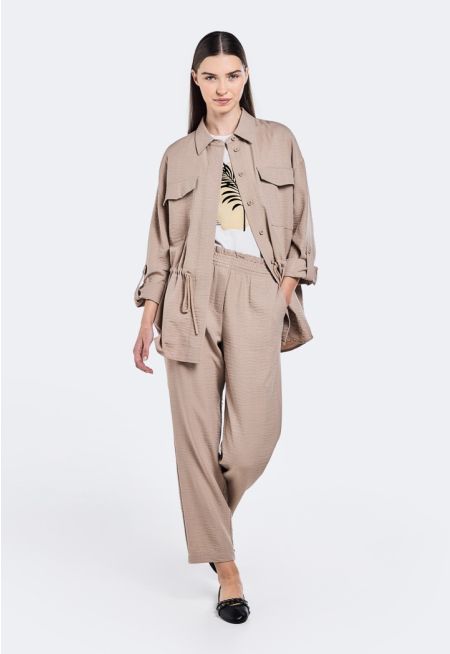 Elasticated Waist Crinkled Trousers