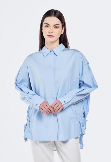 Double Layer Drawstring Waist Shirt