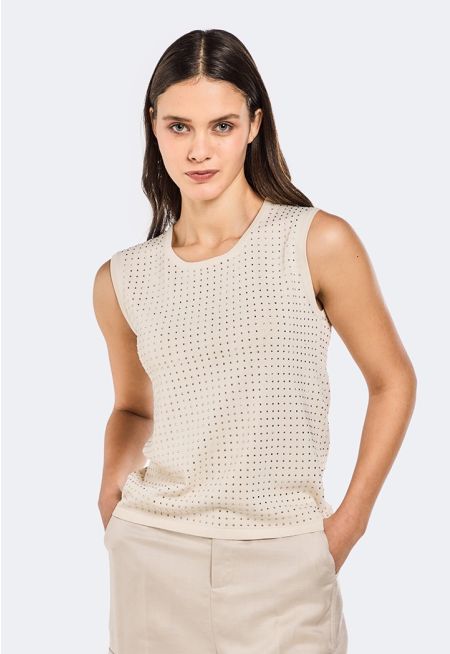 Crystal Embellished Knitted Top