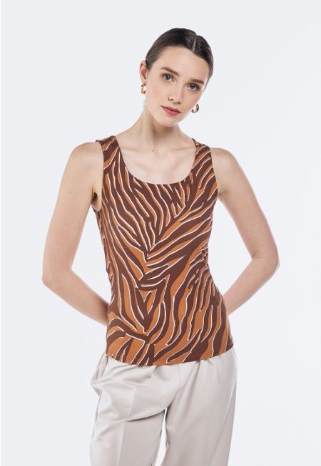 Sleeveless Zebra Print Tank Top