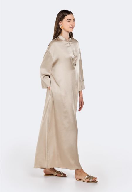 Inverted Pleat Satin Dress- Ramadan Style