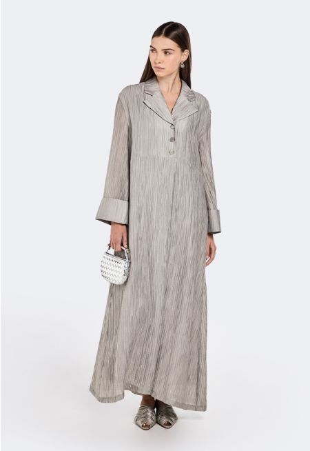 Textured Notched Collar Dress