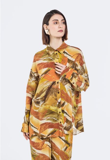 Drop Shoulder Printed Shirt
