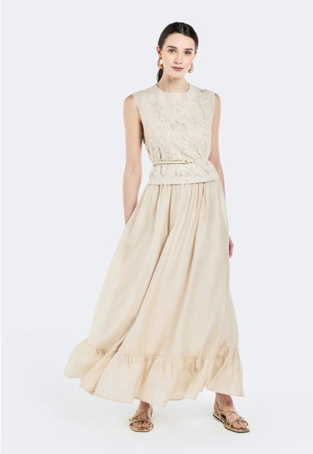 Embroidered Ruffled Hem Dress- Ramadan Style