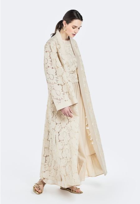Floral- Patch Embroidered Abaya- Ramadan Style