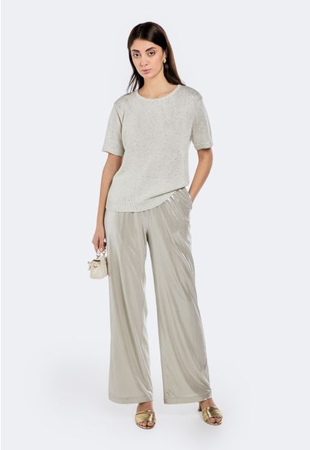 Elasticated Waist Metallic Foil Trousers