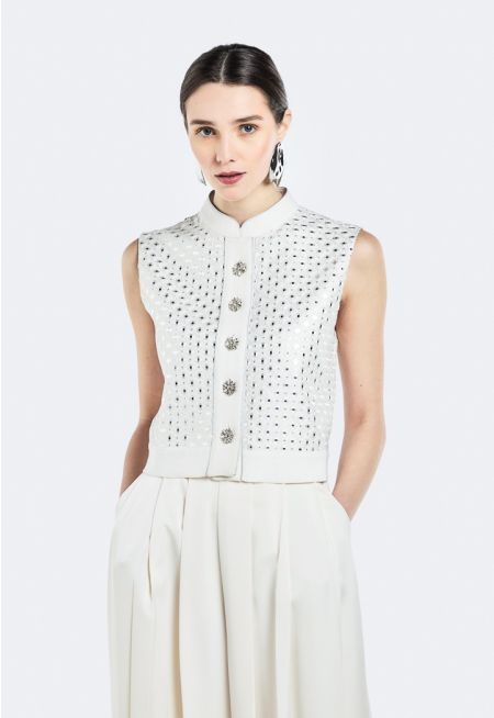 Embroidered Vest With Mirror Accents- Ramadan Style
