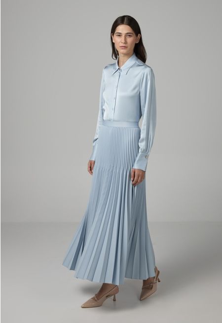 Solid Pleated Elastic Waistband Skirt