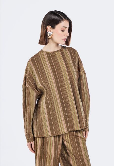 Drop Shoulder Lurex Blouse