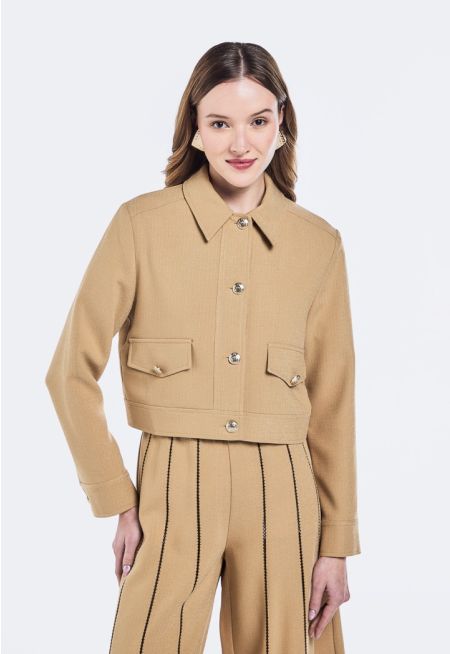 Solid Cropped Jacket