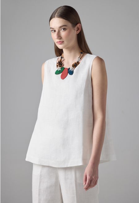 Sleeveless Basic Linen Top