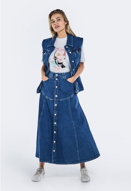 Denim Flared Skirt